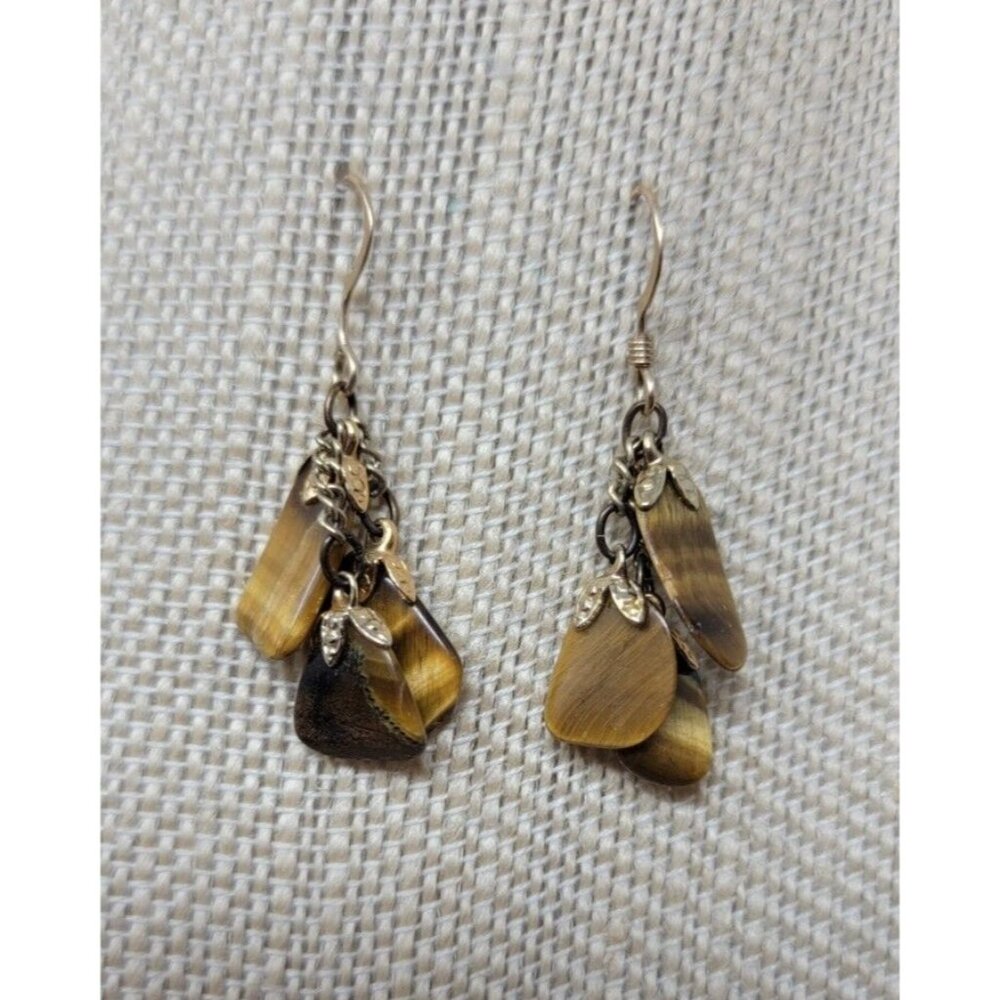 #33 Vintage Tigers Eye Large Chip Dangly Earrings